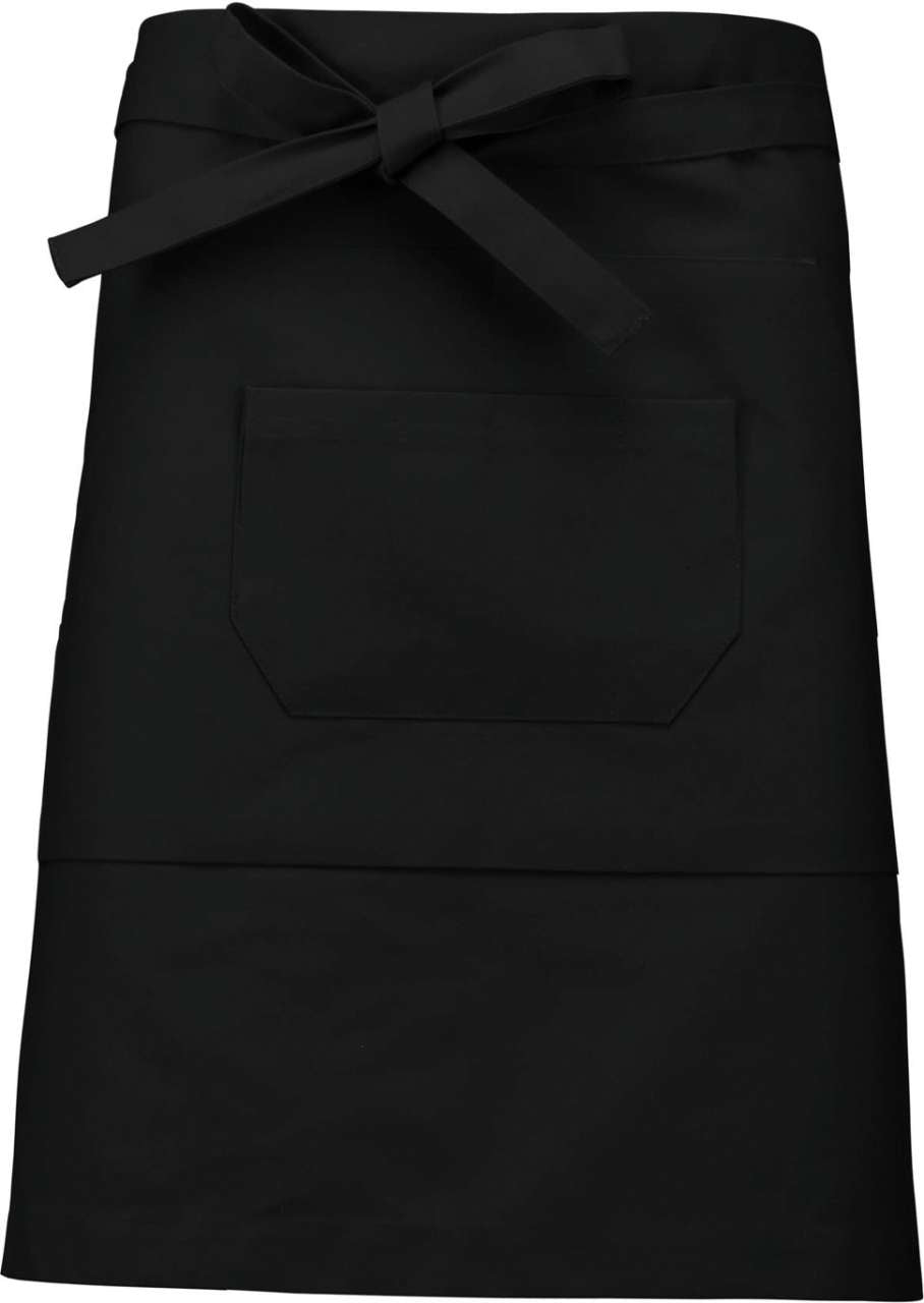 POLYCOTTON MID-LENGTH APRON - Black - colorimageurl