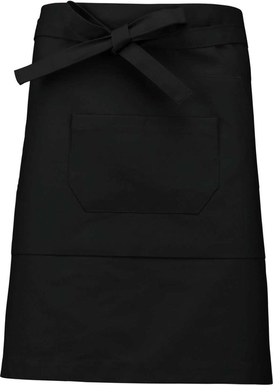 POLYCOTTON MID-LENGTH APRON - Black - colorimageurl