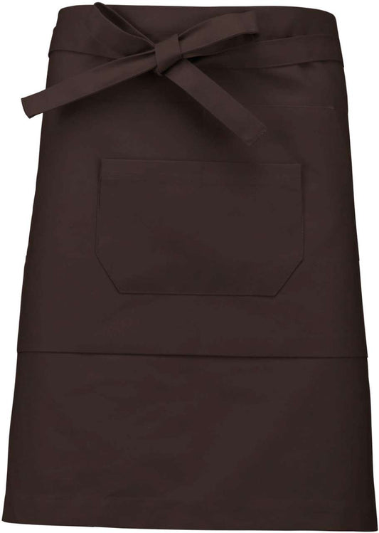 POLYCOTTON MID-LENGTH APRON - Chocolate - colorimageurl