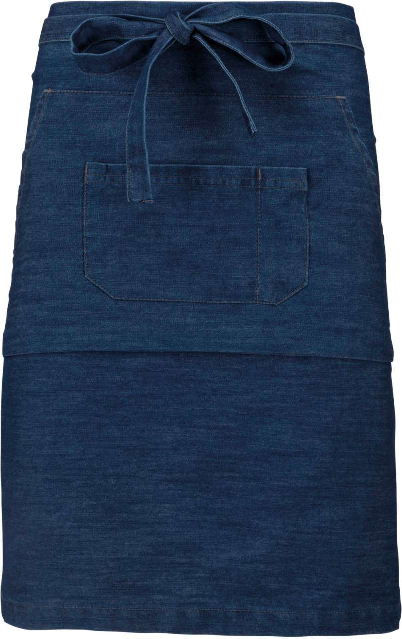 POLYCOTTON MID-LENGTH APRON - Denim - colorimageurl