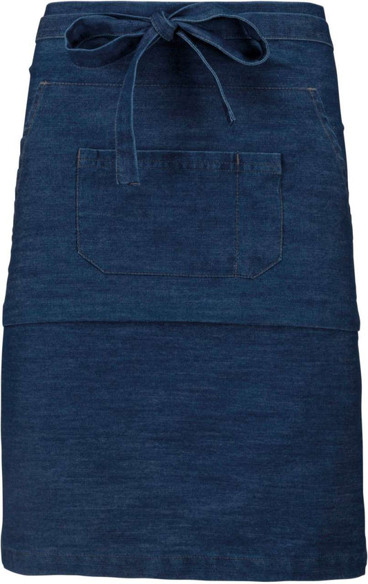 POLYCOTTON MID-LENGTH APRON - Denim - colorimageurl