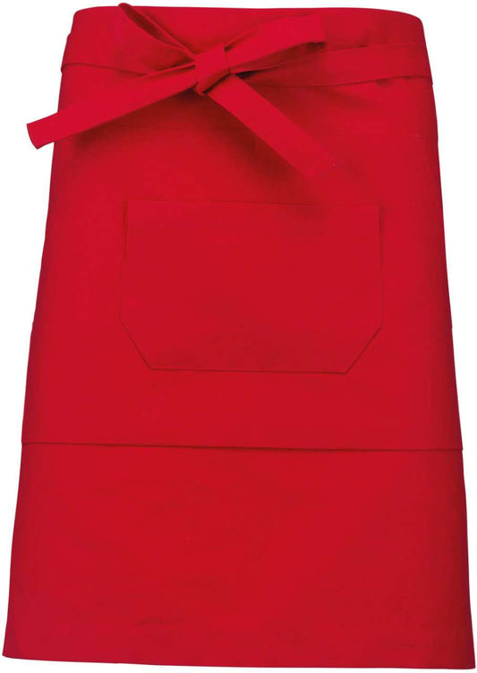 POLYCOTTON MID-LENGTH APRON - Red - colorimageurl