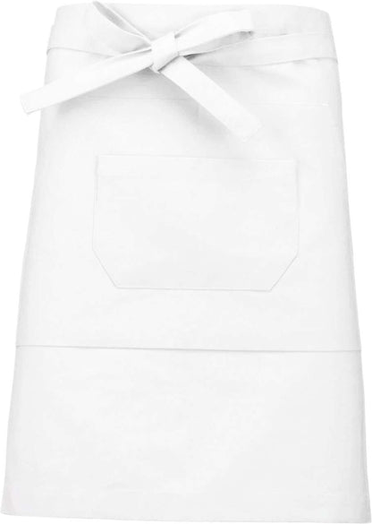 POLYCOTTON MID-LENGTH APRON - White - colorimageurl