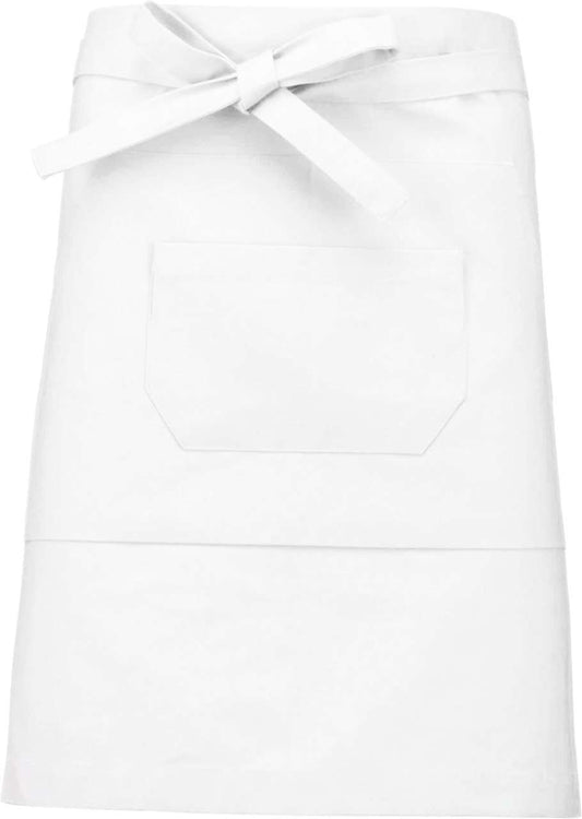 POLYCOTTON MID-LENGTH APRON - White - colorimageurl