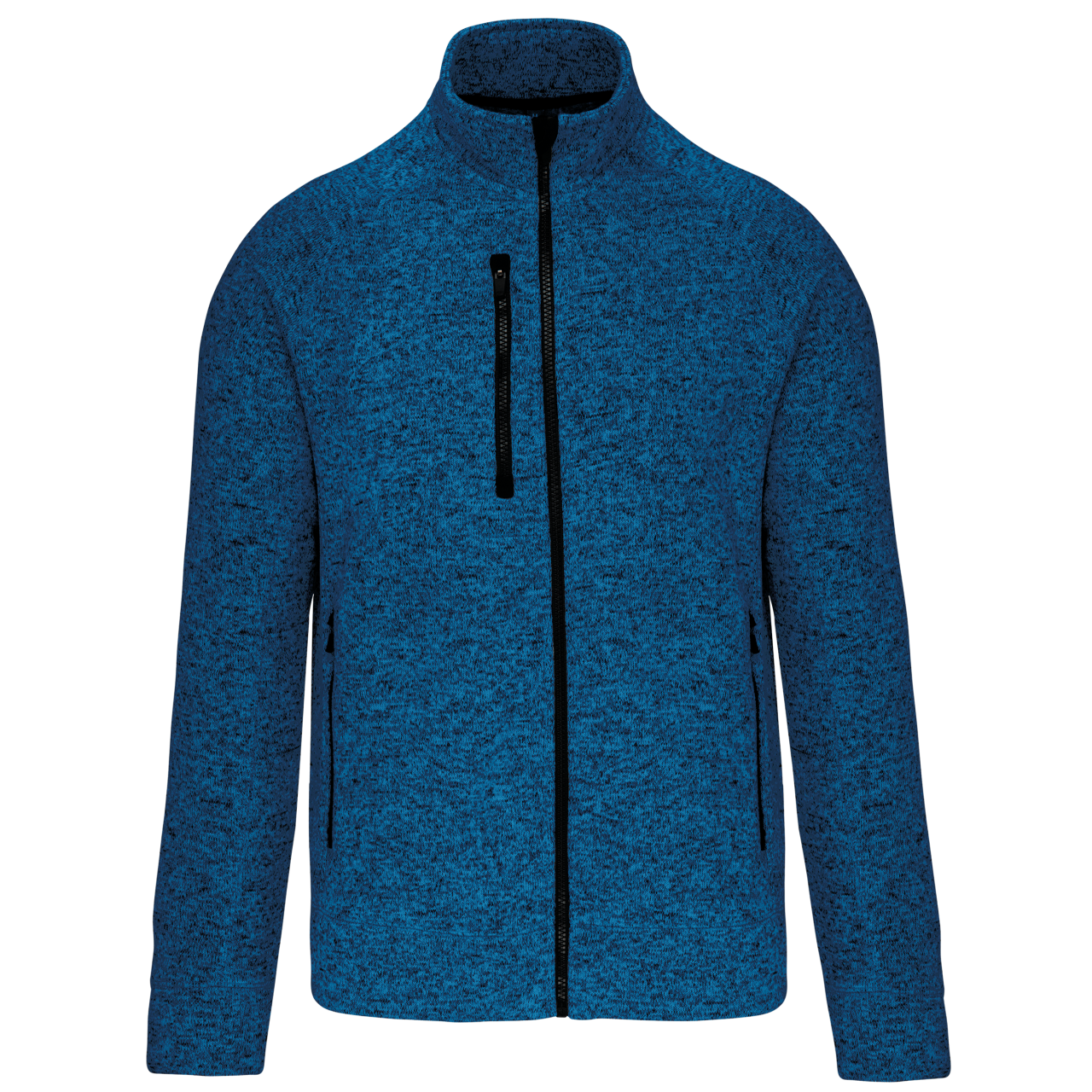 MEN'S FULL ZIP HEATHER JACKET - Light Royal Blue Mélange - colorimageurl