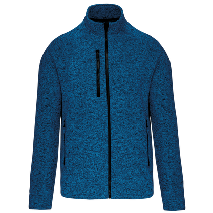 MEN'S FULL ZIP HEATHER JACKET - Light Royal Blue Mélange - colorimageurl