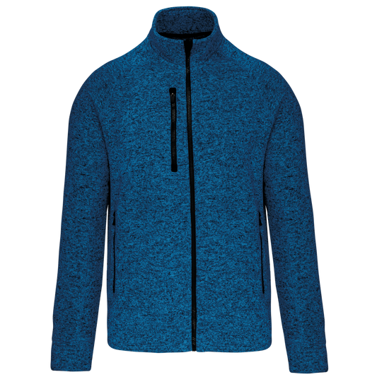 MEN'S FULL ZIP HEATHER JACKET - Light Royal Blue Mélange - colorimageurl