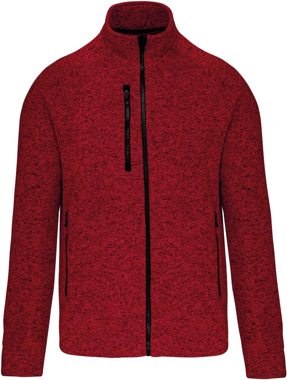 MEN'S FULL ZIP HEATHER JACKET - Red Melange - colorimageurl
