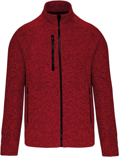 MEN'S FULL ZIP HEATHER JACKET - Red Melange - colorimageurl