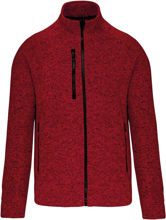 MEN'S FULL ZIP HEATHER JACKET - Red Melange - colorimageurl