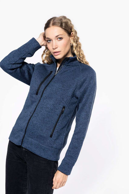 LADIES' FULL ZIP HEATHER JACKET - Navy Melange - modelimageurl