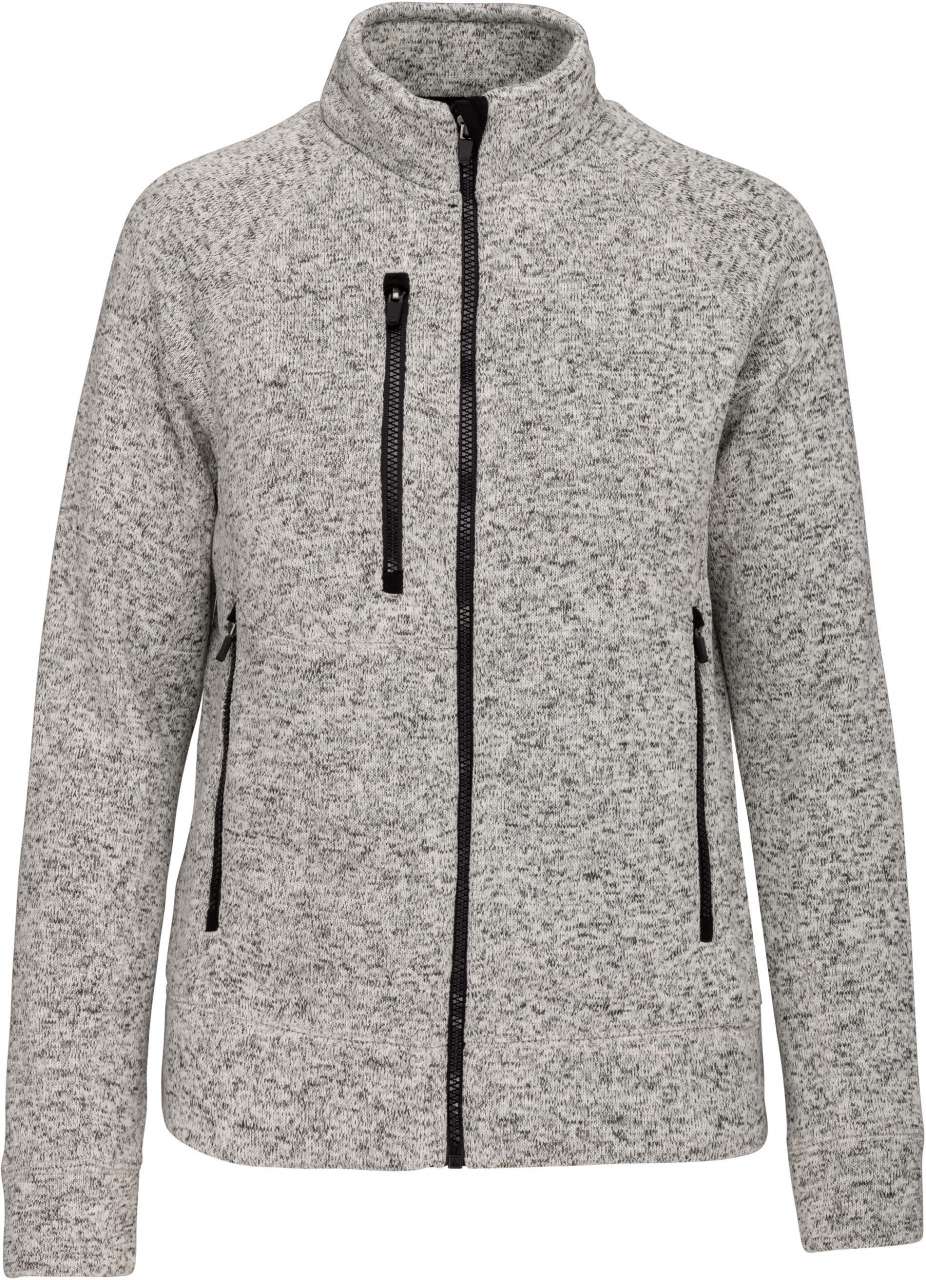 LADIES' FULL ZIP HEATHER JACKET - Light Grey Mélange - colorimageurl