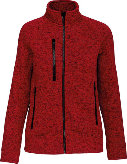 LADIES' FULL ZIP HEATHER JACKET - Red Melange - colorimageurl