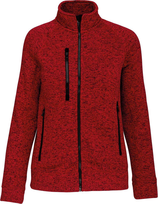 LADIES' FULL ZIP HEATHER JACKET - Red Melange - colorimageurl