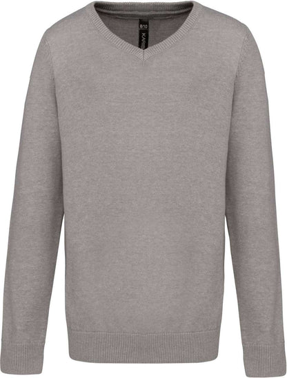 KIDS' V-NECK JUMPER - Grey Melange - colorimageurl