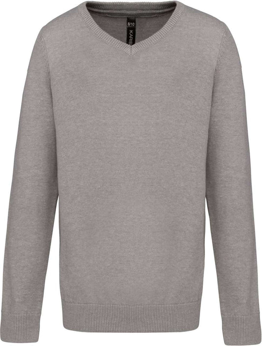 KIDS' V-NECK JUMPER - Grey Melange - colorimageurl