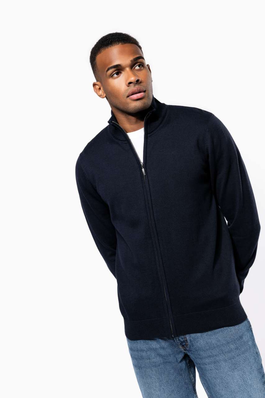 MEN'S FULL ZIP CARDIGAN - Navy - Model