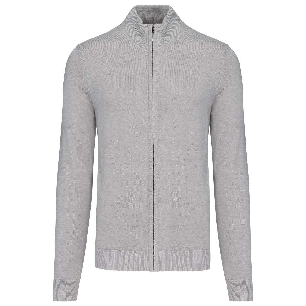 MEN'S FULL ZIP CARDIGAN - Grey Melange - Main