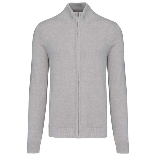 MEN'S FULL ZIP CARDIGAN - Grey Melange - Main