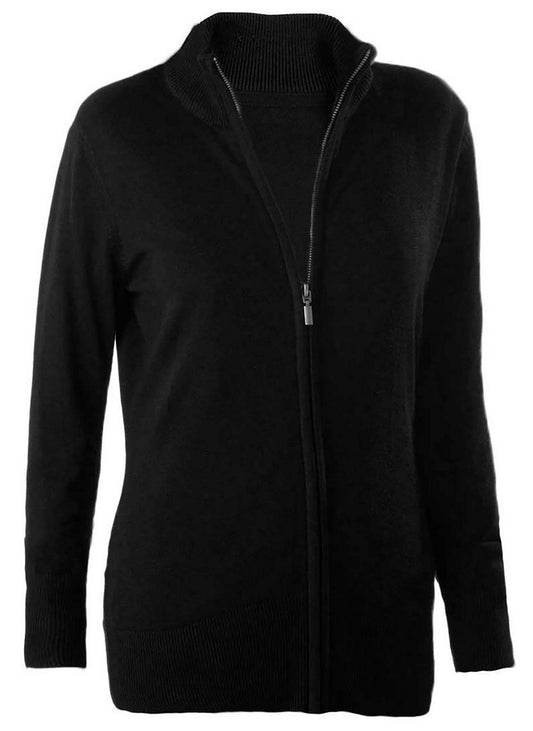 LADIES' FULL ZIP  CARDIGAN - Black - Main