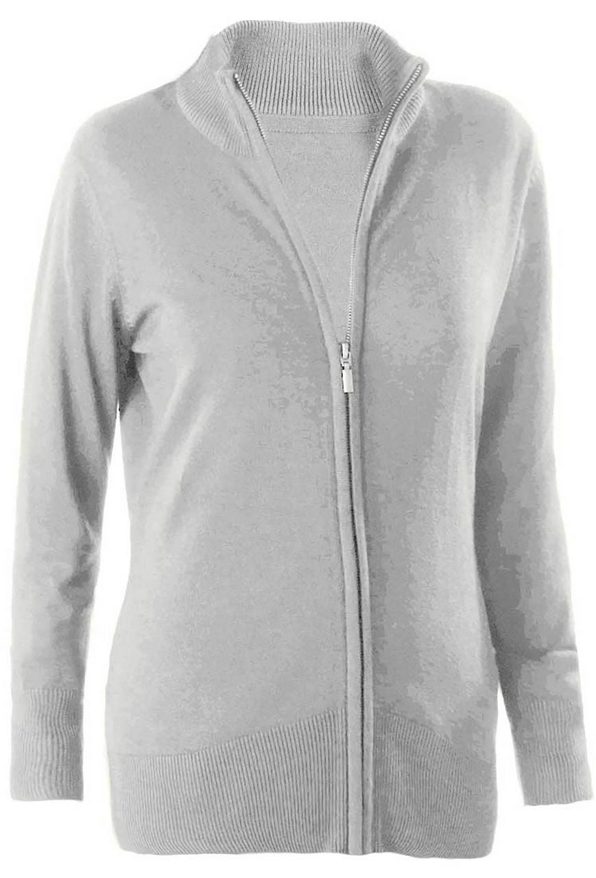 LADIES' FULL ZIP  CARDIGAN - Grey Melange - Main