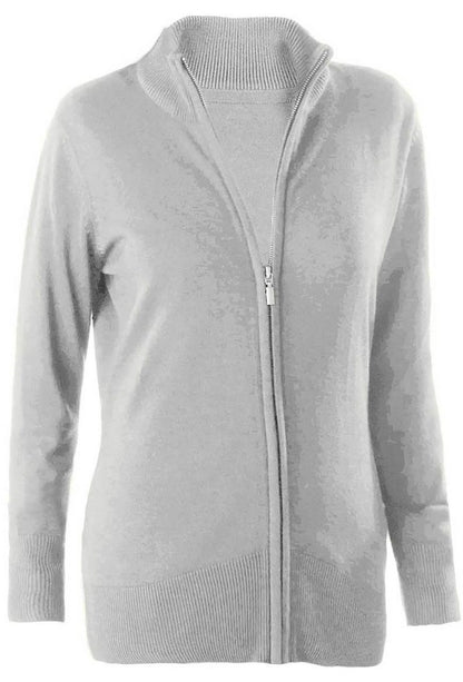 LADIES' FULL ZIP  CARDIGAN - Grey Melange - Main