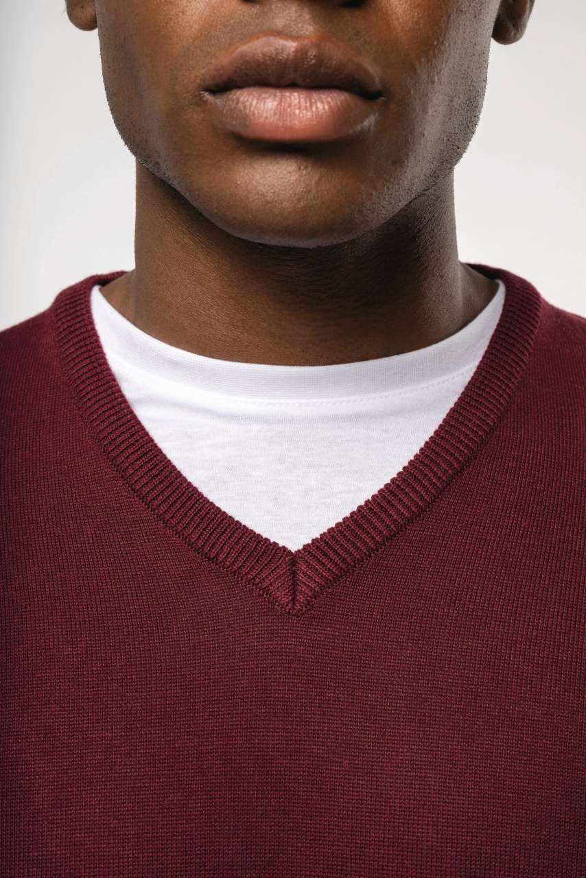 MEN’S V-NECK JUMPER - Red - Additional