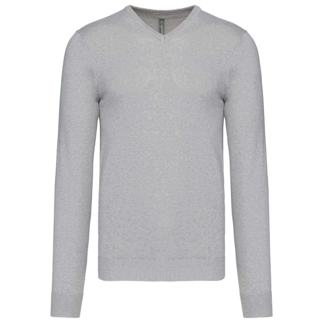 MEN’S V-NECK JUMPER - Grey Melange - Main