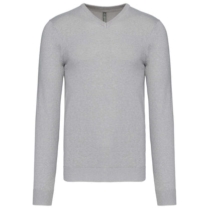 MEN’S V-NECK JUMPER - Grey Melange - Main