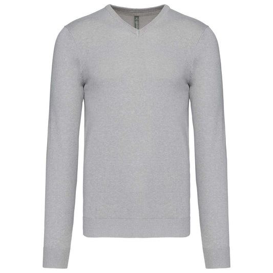 MEN’S V-NECK JUMPER - Grey Melange - Main