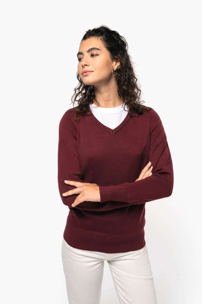 LADIES' V-NECK JUMPER - Black - Additional