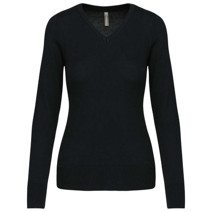 LADIES' V-NECK JUMPER - Black - Main