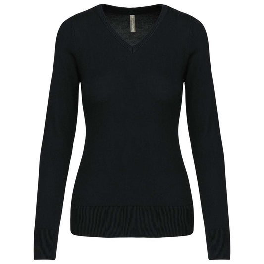 LADIES' V-NECK JUMPER - Black - Main
