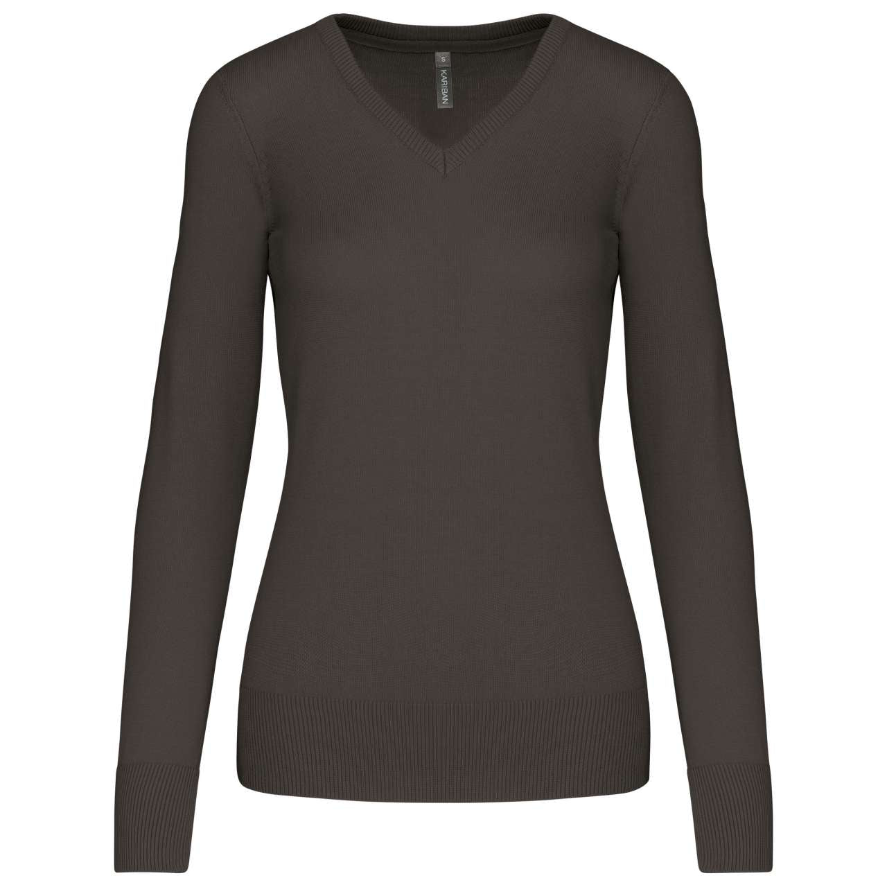 LADIES' V-NECK JUMPER - Dark Grey - Main