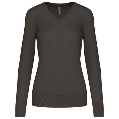 LADIES' V-NECK JUMPER - Dark Grey - Main