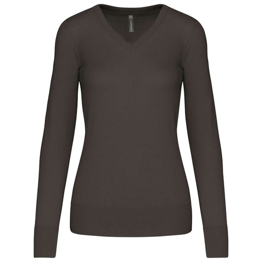 LADIES' V-NECK JUMPER - Dark Grey - Main