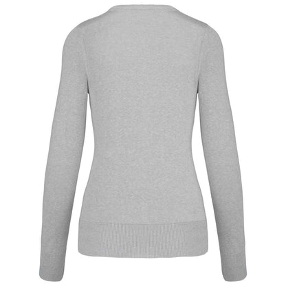 LADIES' V-NECK JUMPER - Grey Melange - Additional