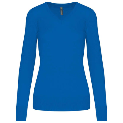 LADIES' V-NECK JUMPER - Light Royal Blue - Main