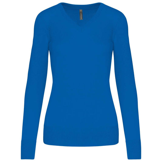 LADIES' V-NECK JUMPER - Light Royal Blue - Main
