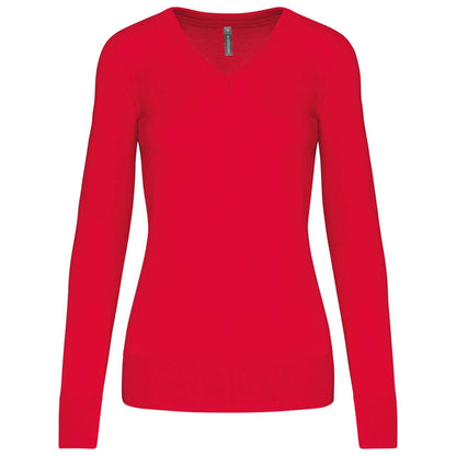 LADIES' V-NECK JUMPER - Red - Main