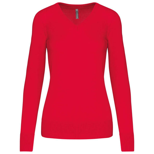 LADIES' V-NECK JUMPER - Red - Main