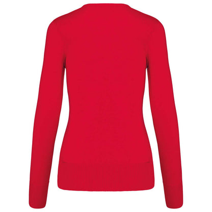 LADIES' V-NECK JUMPER - Red - Additional