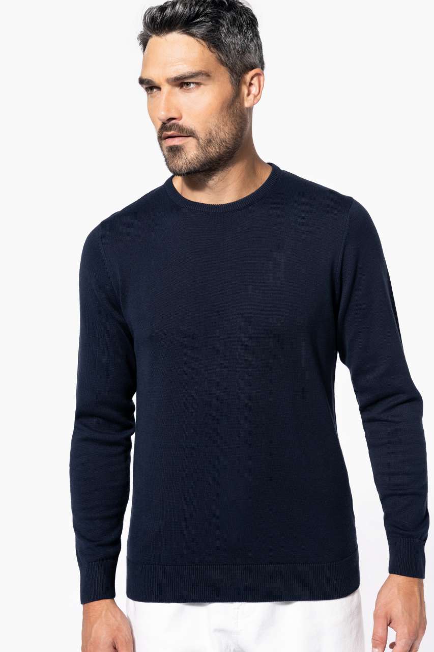 MEN'S CREW NECK JUMPER - Grey Melange - Model