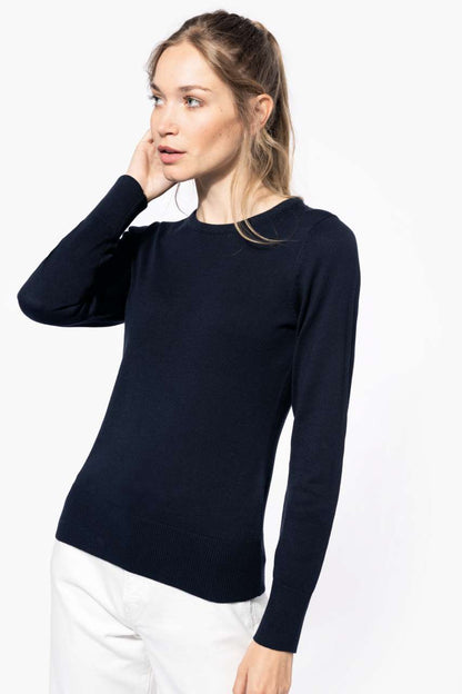 LADIES' CREW NECK JUMPER - Grey Melange - Model