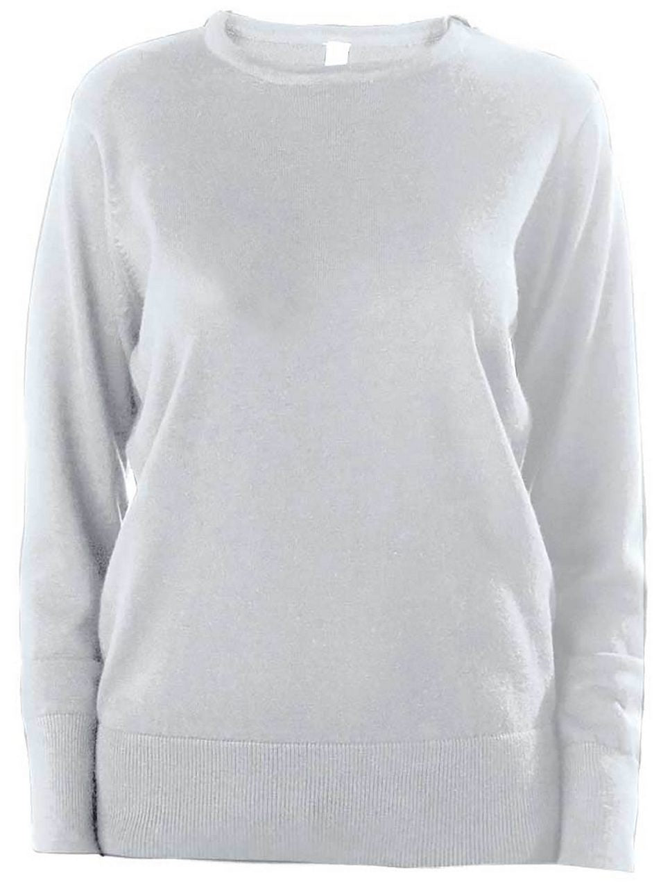 LADIES' CREW NECK JUMPER - Grey Melange - Main