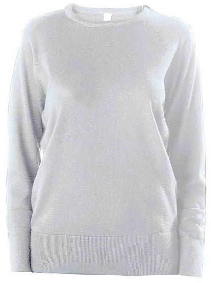 LADIES' CREW NECK JUMPER - Grey Melange - Main