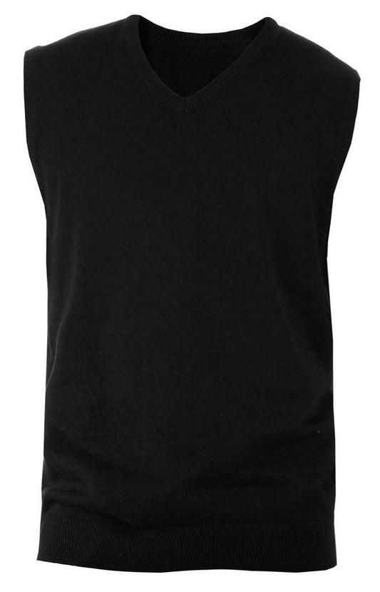 MEN'S SLEEVELESS V-NECK JUMPER - Black - Main