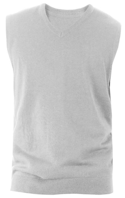 MEN'S SLEEVELESS V-NECK JUMPER - Grey Melange - Main