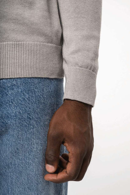 MEN'S ZIP NECK JUMPER - Grey Melange - Additional