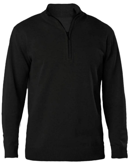 MEN'S ZIP NECK JUMPER - Black - Main